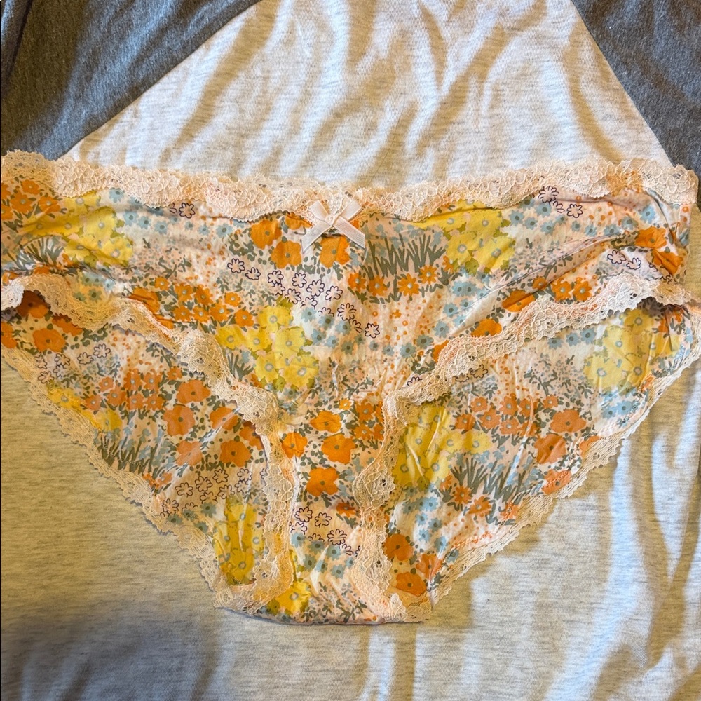 Victoria's Secret Floral Lace Panties - Orange and Yellow